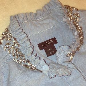 J Crew Sleeveless Chambray Button Down